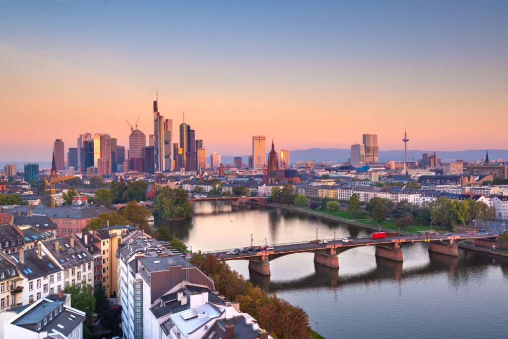 Frankfurt, Germany skyline over the Main River